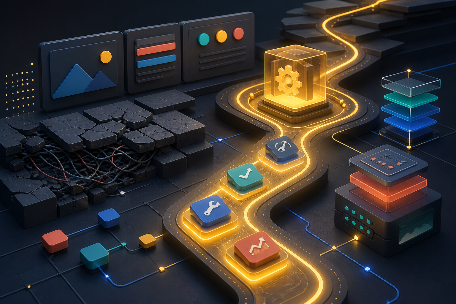 Colorful abstract illustration representing maintenance